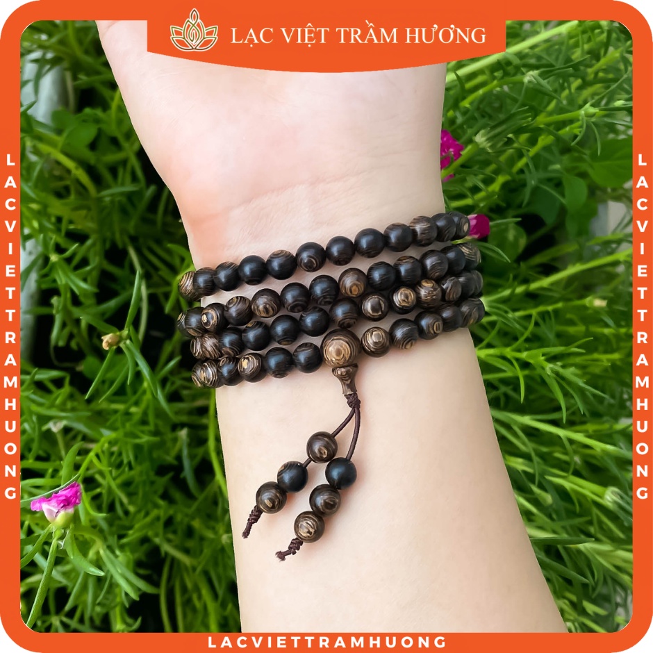 Vòng Tay Trầm Hương 108 Hạt Sánh Chìm 6mm - Chuỗi Tràng Hạt Trầm Hương Tự Nhiên Cao Cấp - Lạc Việt Trầm Hương
