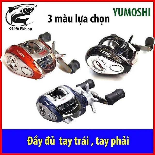 Máy Câu Ngang Yumoshi LV201 Chuyên dùng câu lure (Màu Sắc: Xanh Phân Loại: Máy bên phải quay bằng tay trái)