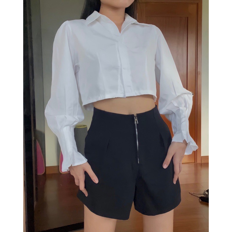 Áo Sơ Mi Croptop Tay Dài