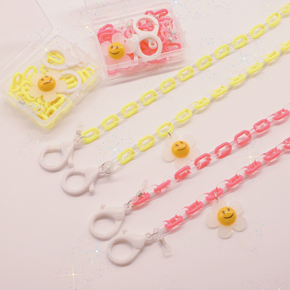 1 Hộp Đựng Mặt Nạ Trong Suốt Họa Tiết Hoa Cười Kèm Dây Đeo Tiện Dụng DIY