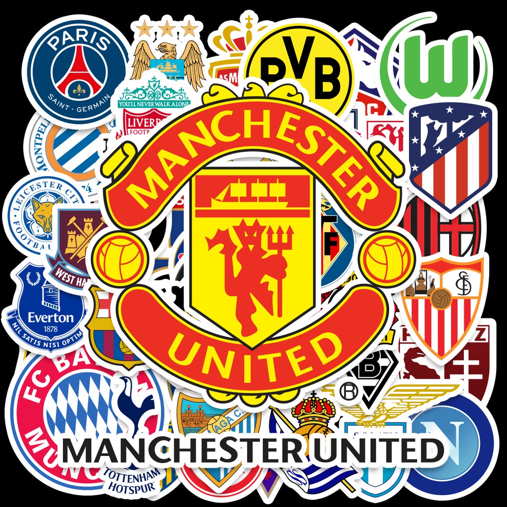 Trọn bộ Combo 9 Sticker/Decal PVC chống nước logo CLB Bóng Đá dùng dán Nón Bảo Hiểm, Laptop, Vali, Xe Máy, Tủ, ván trượt