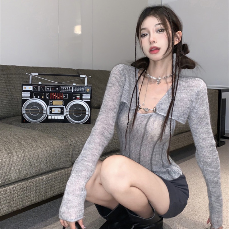 Áo Khoác Cardigan Dệt Kim Thời Trang Mùa Thu Quyến Rũ Dễ Phối Đồ