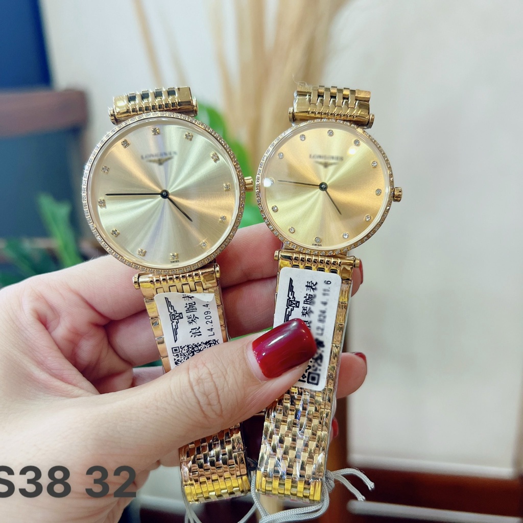 Đồng Hồ Nam Nữ Mặt Đính Đá Quanh Viền Longines Dây Thép , Size 32mm / 38mm , Máy Pin Thụy Sỹ