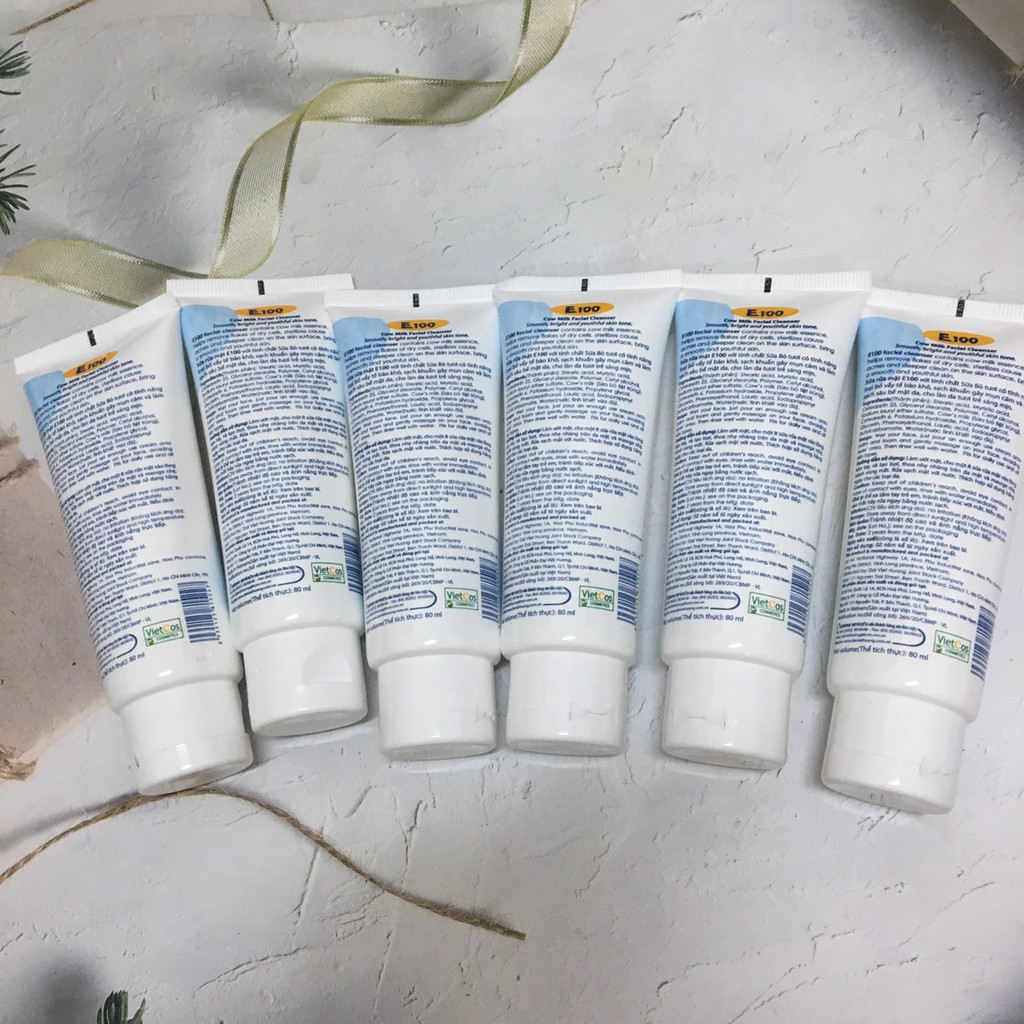 Sữa rửa mặt E100 tinh chất bò sữa 80ml  SIÊU HOT Sữa rửa mặt E100 giúp da mịn màng hơn, trắng sáng hơn và trẻ hơn