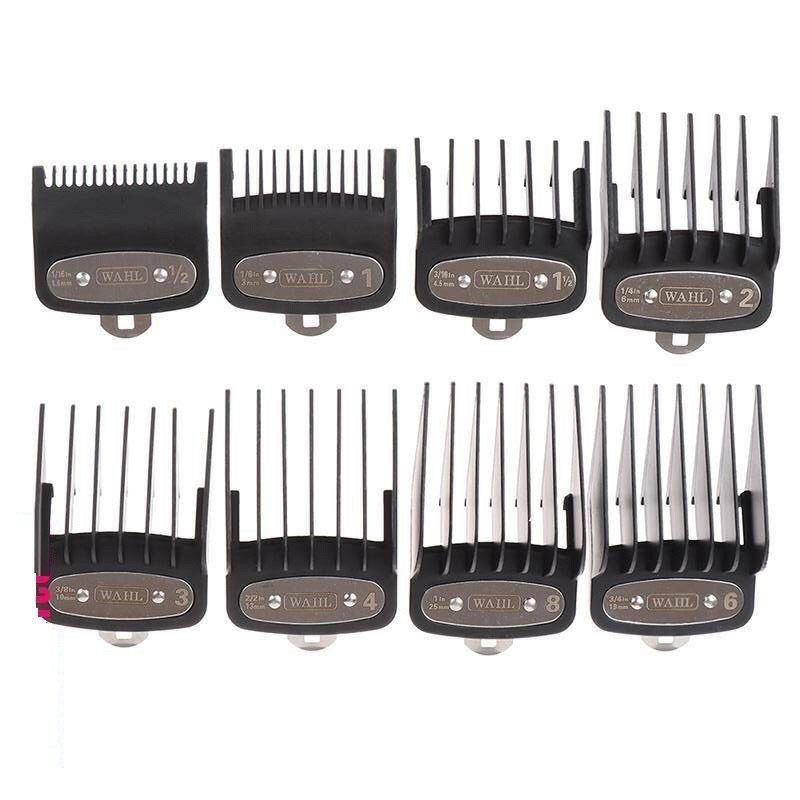 Bộ 8 Cữ Tông Đơ Gá Thép Wahl 1.5mm, 3mm, 4.5mm, 6mm, 10mm, 13mm, 19mm, 25mm- bộ ngàm 8 cữ gá thép WHAL