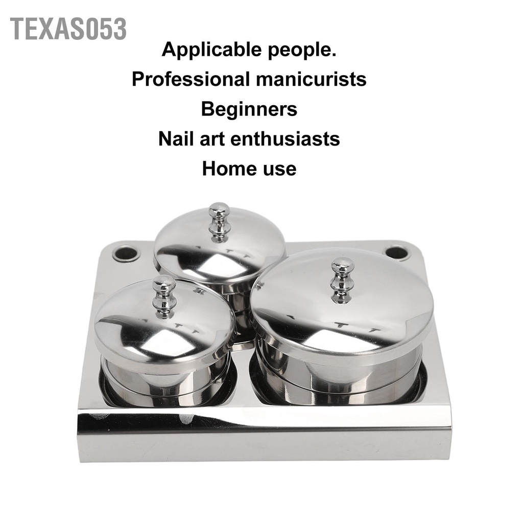 Texas053 Người giữ bột làm móng bằng thép không gỉ Làm dày Cứng chắc chống bụi Bề mặt mịn Thiết bị nghệ thuật Cốc có nắp đậy