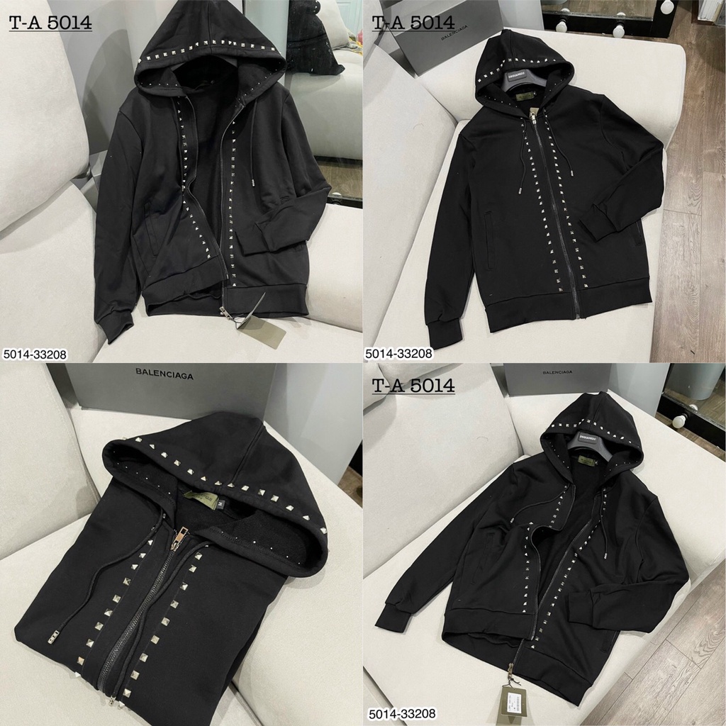 Áo khoác nam cao cấp màu đen đính đá siêu đẹp_Áo khoác nam tay nỉ 2 lớp