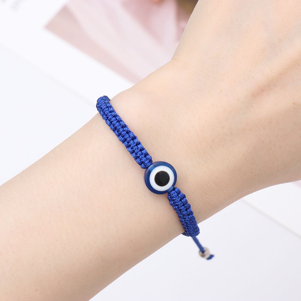 Vòng tay dây bện đính hạt họa tiết mắt quỷ may mắn kiểu dáng thời trang