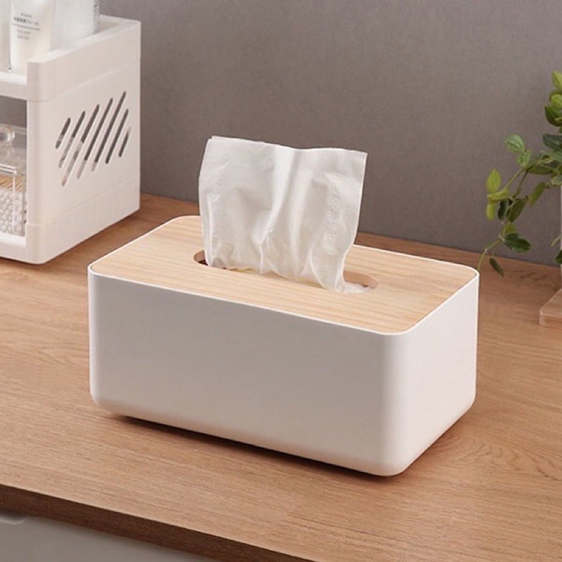 Hộp đựng khăn giấy nắp gỗ sang trọng