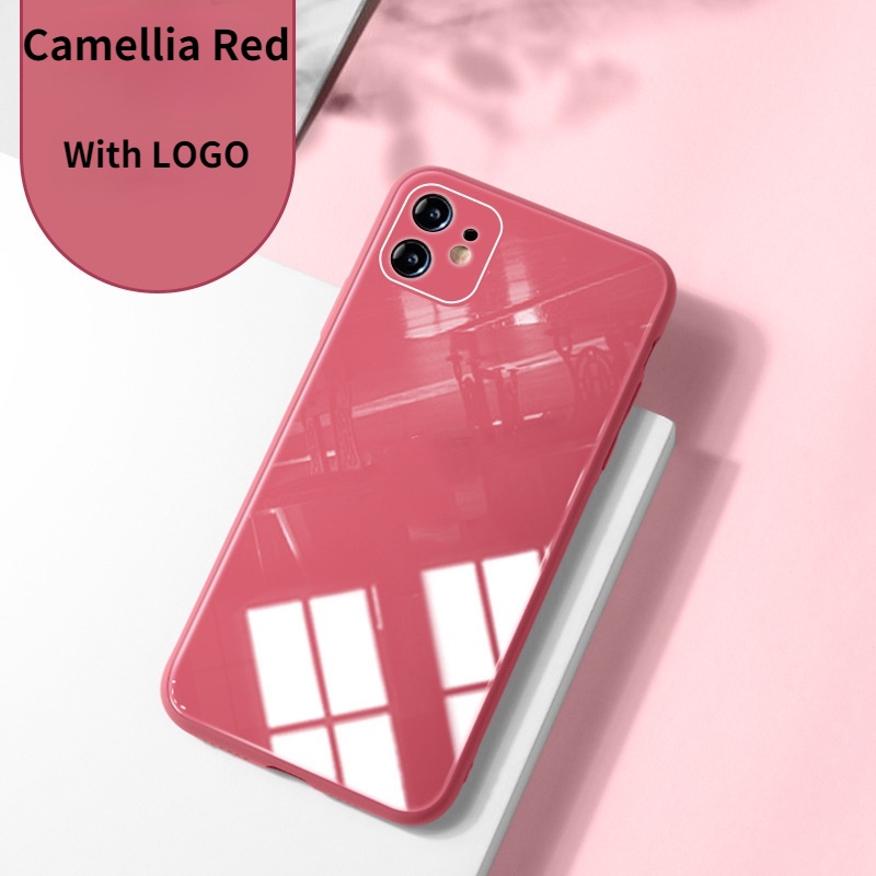 Ốp Lưng Silicon Mặt Kính Cường Lực 9H Sang Trọng Cho iPhone 12 13 Pro max
