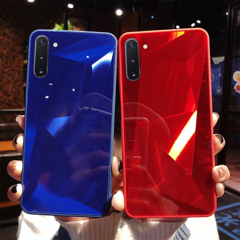 Ốp lưng tráng gương họa tiết vân kim cương 3D chống trầy cho Samsung Galaxy Note 10 10+ Note 8 9