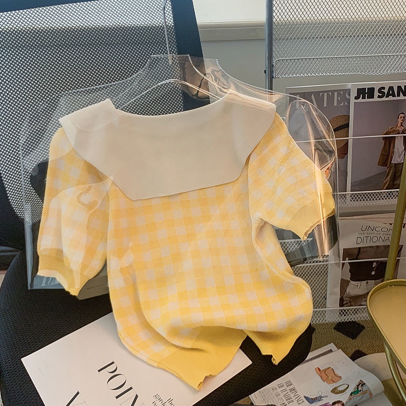 Áo Thun Dệt Kim Tay Ngắn Cổ Polo Họa Tiết Kẻ Sọc Thời Trang Mùa Hè Mới Dành Cho Nữ