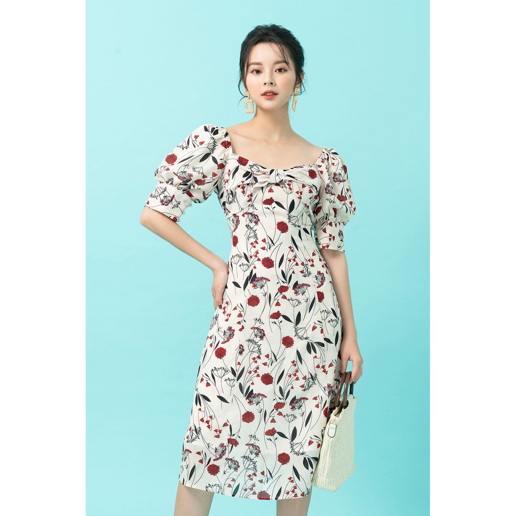 Đầm dài cổ vuông nơ ngực 20AGAIN DDW1069 | BigBuy360 - bigbuy360.vn