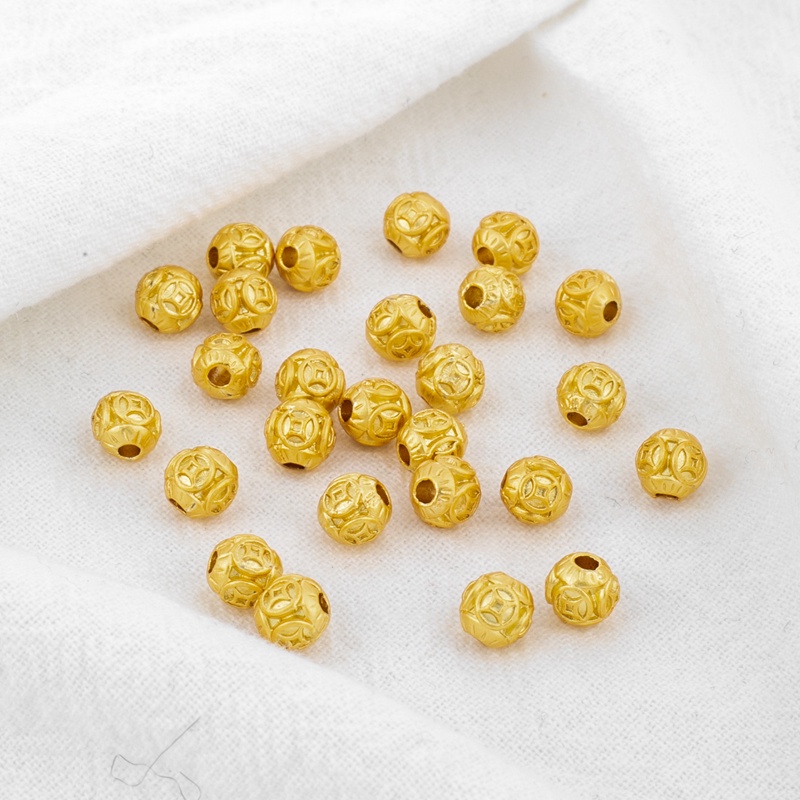 Bộ 10 Hạt Xâu Chuỗi Tròn 5mm Màu Vàng 18K Mặt Nhám Nhiều Màu Sắc diy