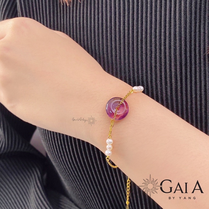 Lắc tay đồng điếu đá Fluorit - Gaia By Yang