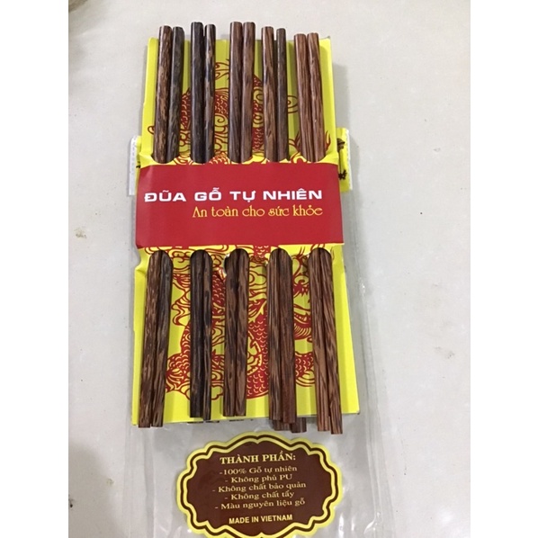 Đũa gỗ tự nhiên an toàn, đũa dừa đá vỉ 10 đôi