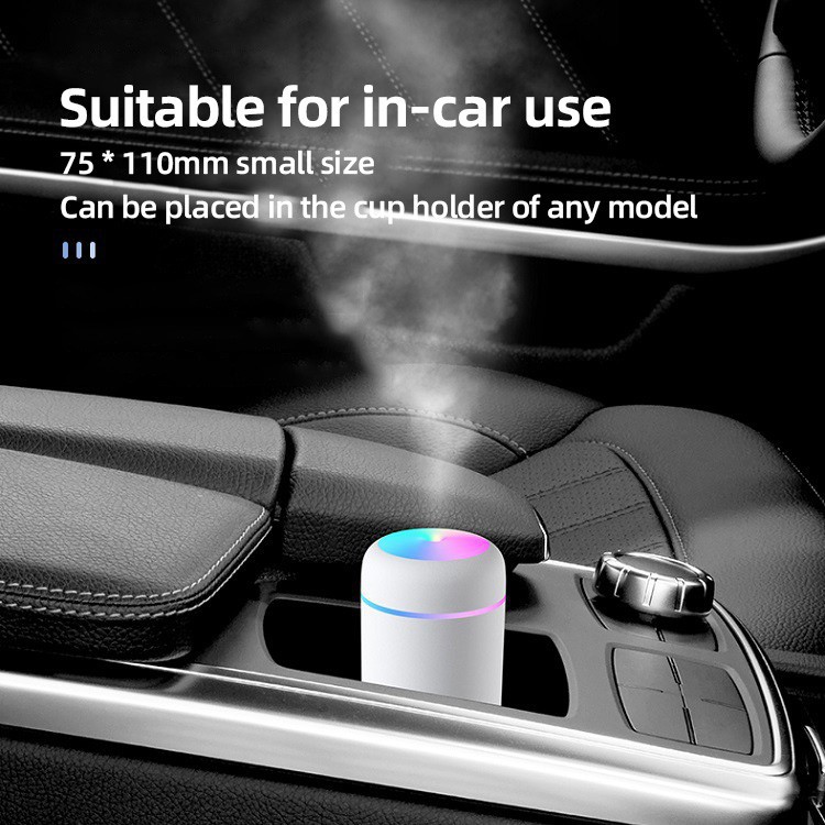 Máy phun sương khuếch tán tinh dầu tạo độ ẩm cho không khí 300ml có đèn LED phù hợp cho xe hơi