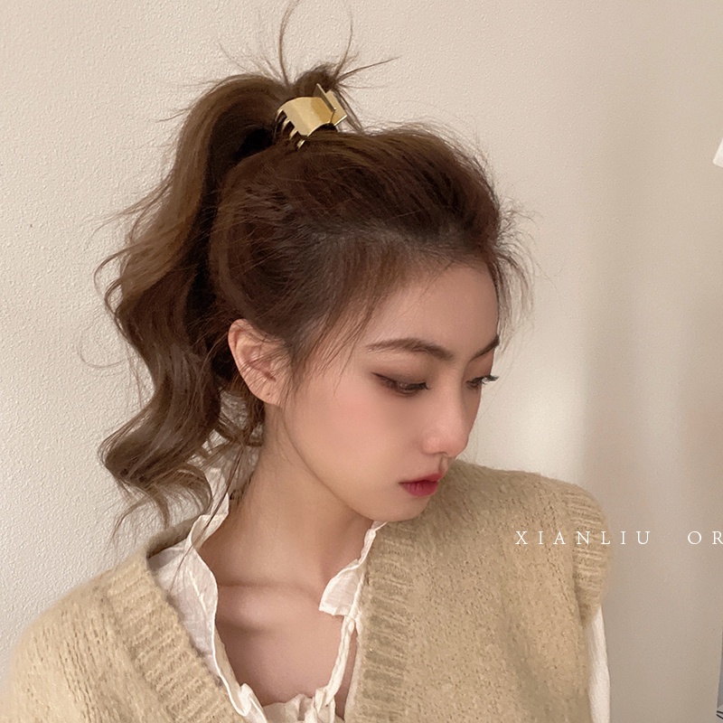 High ponytail hairpin Korean version temperament metal small shark clip hairpin net red new jewelry