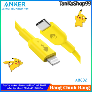 Cáp ANKER Pokemon PowerLine II Usb-C to 0.9m-A8632