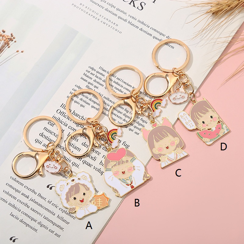 Móc Khóa Kim Loại 4 Kiểu Dáng Hoạt Hình Sáng Tạo Dễ Thương