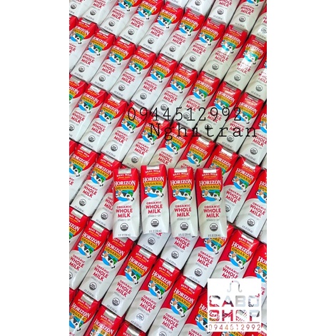 BAY AIR- date 1m 10/23 Thùng 18 hộp sữa tươi pha sẵn HORIZON ORGANIC WHOLE MILK Mỹ