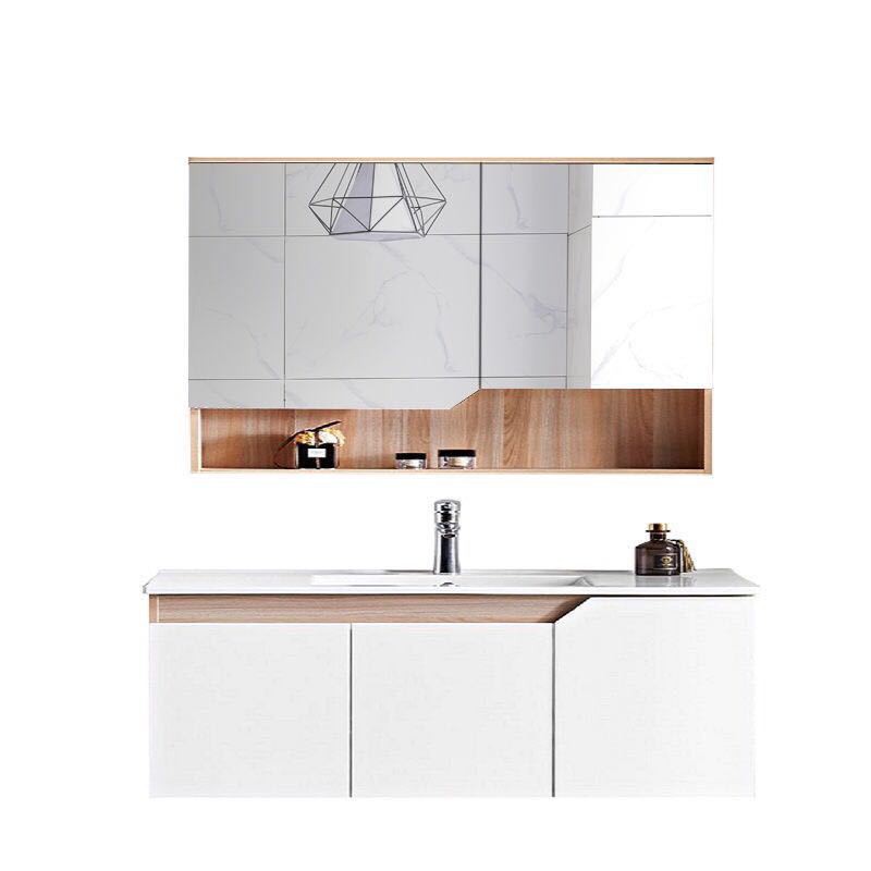 Hiện đại và đơn giản Bắc Âu log trắng không sơn tủ phòng tắm âm tường chậu rửa kết hợp