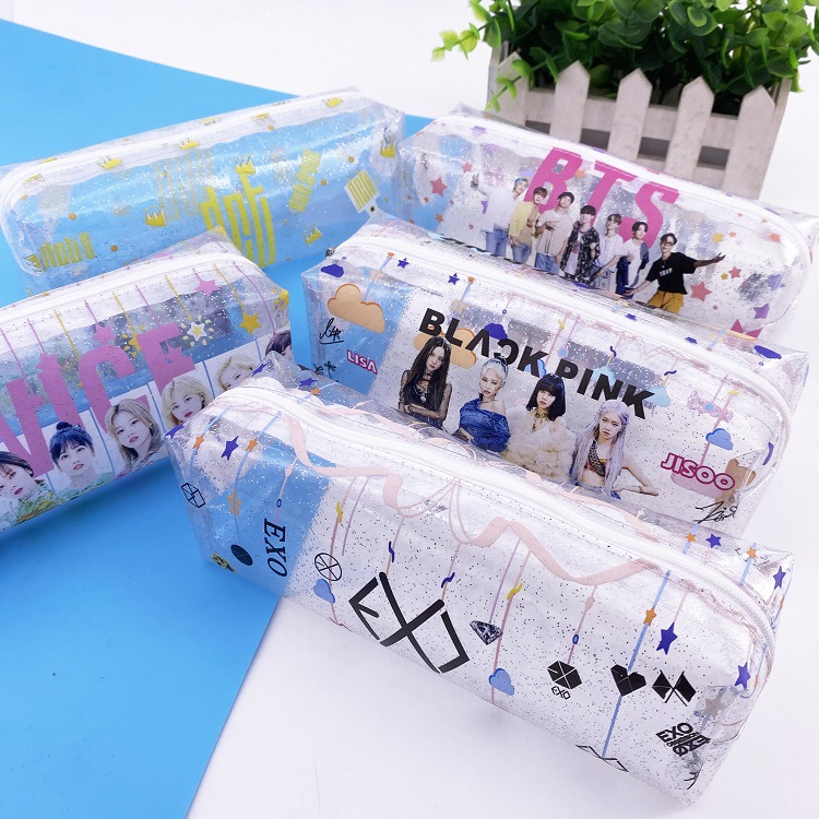 Hộp Đựng Bút Trong Suốt Cho Fan Kpop BTS Blackpink Exo Got7 Twice
