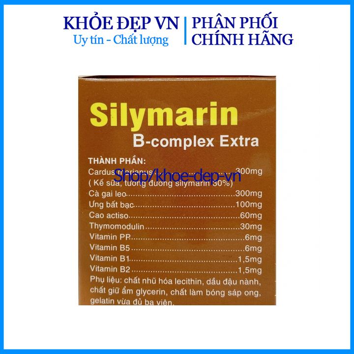 Bổ gan Silymarin B-complex Extra giải độc gan, hạ men gan - Hộp 100 viên