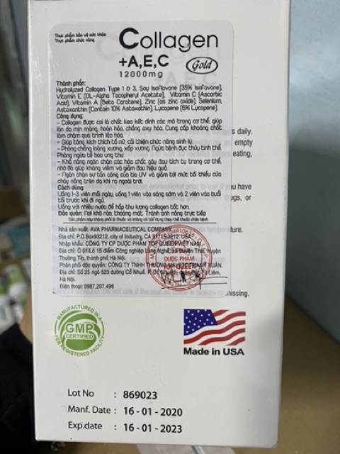 Viên Uống Collagen AEC AHLOZEN Đẹp Da Của Mỹ (12000mg x 180 viên)