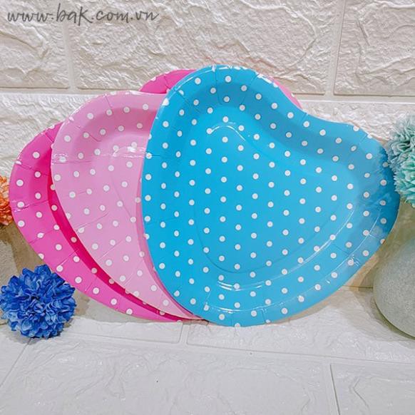 Set mười đĩa giấy dùng một lần hình trái tim