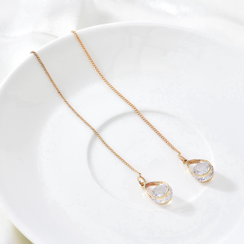 Đôi Khuyên Tai Dài Đính Đá Sapphire Thanh Lịch Thời Trang Cho Nữ