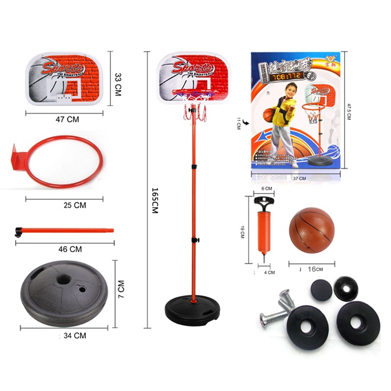 Đồ Chơi Vận Động Trụ Bóng Rổ Trẻ Em Cho Bé Trụ Sắt Kèm Bóng Cao 165Cm (gồm cả bảng) - 03 Chế độ (Cỡ đại)