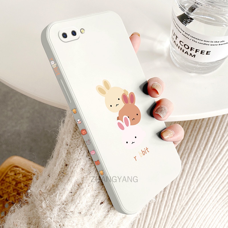 ốp lưng Realme c2 a1k Ốp Điện Thoại TPU Silicone Hình Ba Chú Thỏ Đáng Yêu Kèm Dây Đeo Cho Realme c2 a1k
