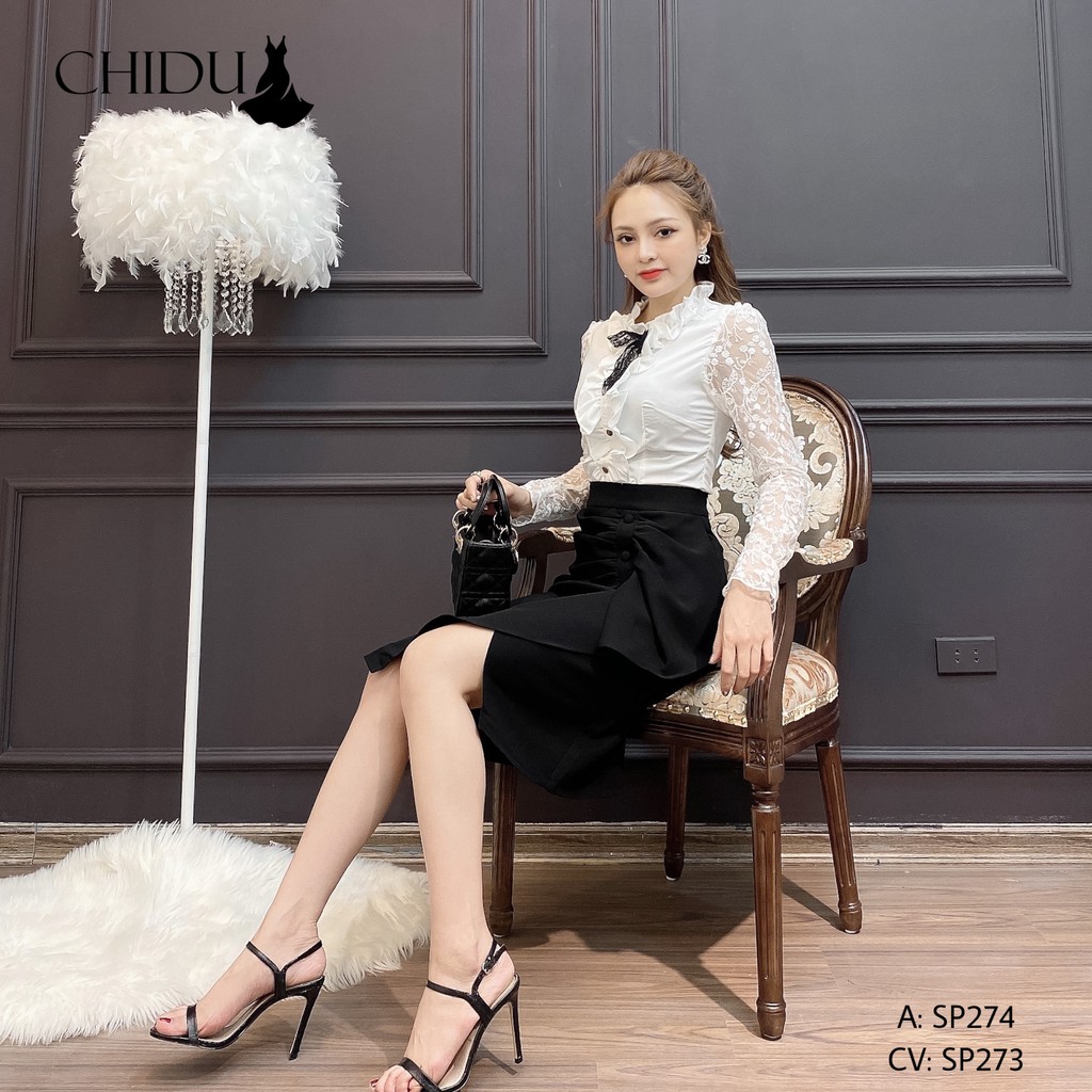 [ Mã WASTRUN4 giảm 10% tối đa 30K đơn 99K] CHIDU Áo sơ mi công sở tay ren phối nơ SP274 | BigBuy360 - bigbuy360.vn