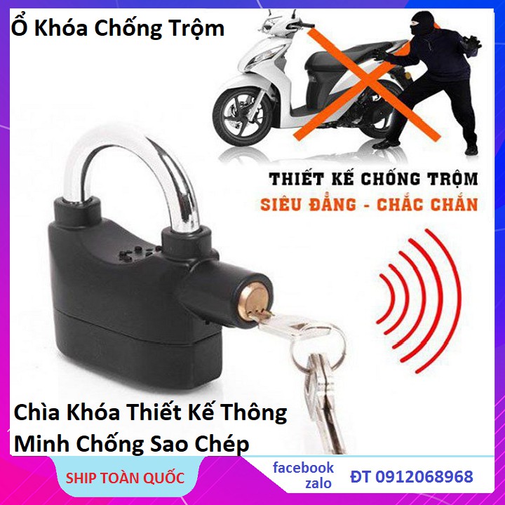 Bộ Khóa Chống Trộm, Ổ Khóa Chống Trộm Báo Động Thông Minh Chống Cắt Dùng Cho Khóa Cửa Khóa Xe