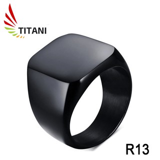 Nhẫn nam titanium bảng vuông phong cách màu đen