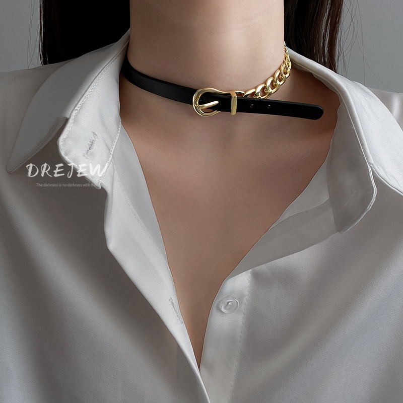 DREJEW Vòng cổ dây da hai lớp thiết kế độc đáo thời trang Hàn Quốc