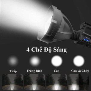 Đèn pin Công xuất cao cầm tay siêu sáng chiếu xa 1000m - Chống thấm nước có chân đế kiêm Sạc dự phòng dung lượng 8000mAh