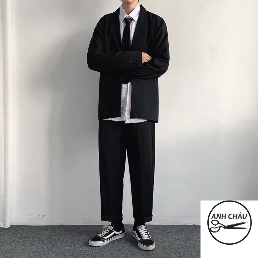 Áo Blazer Nam, Áo Khoác Nam From rộng 2 lớp SANMINHCHAU phong cách Hàn Quốc