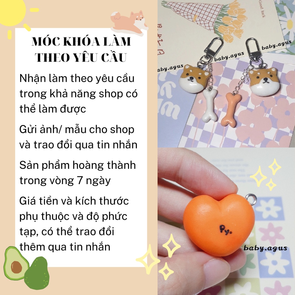 Móc khóa đất sét handmade làm theo yêu cầu