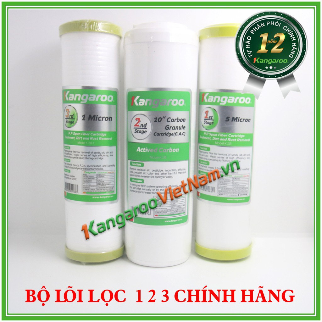 CHÍNH HÃNG 100% Bộ lõi lọc nước Kangaroo số 1,2,3 - GIÁ NHẬP KHO UY TÍN SỐ 1 - Dùng cho máy lọc nước RO