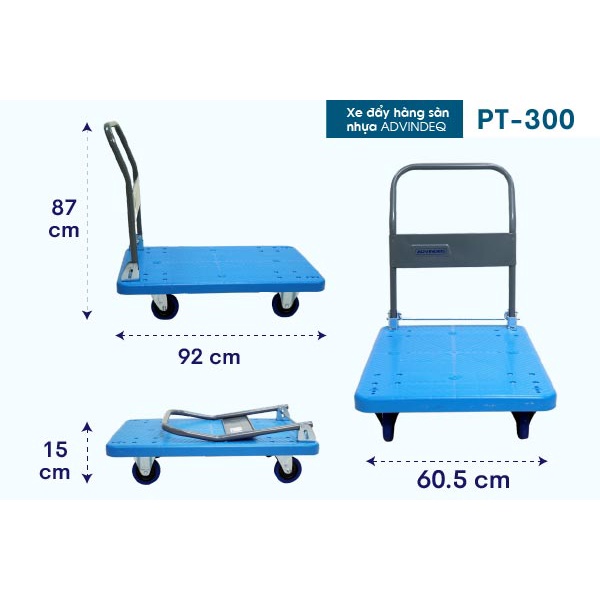 Xe đẩy hàng 4 bánh gấp gọn 300kg ADVINDEQ nhập khẩu,bánh cao su không ồn,xe kéo hàng gấp gọn đa năng-Chính hãng BH 1 năm