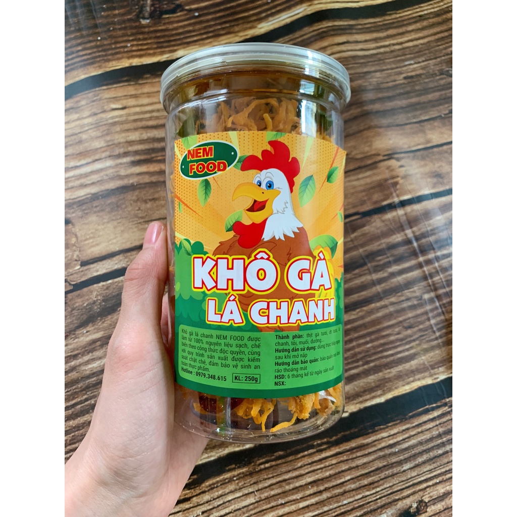 Khô Gà Lá Chanh NEM FOOD Hũ pet 250g Loại Ngon Đồ Ăn Vặt Hà Nội