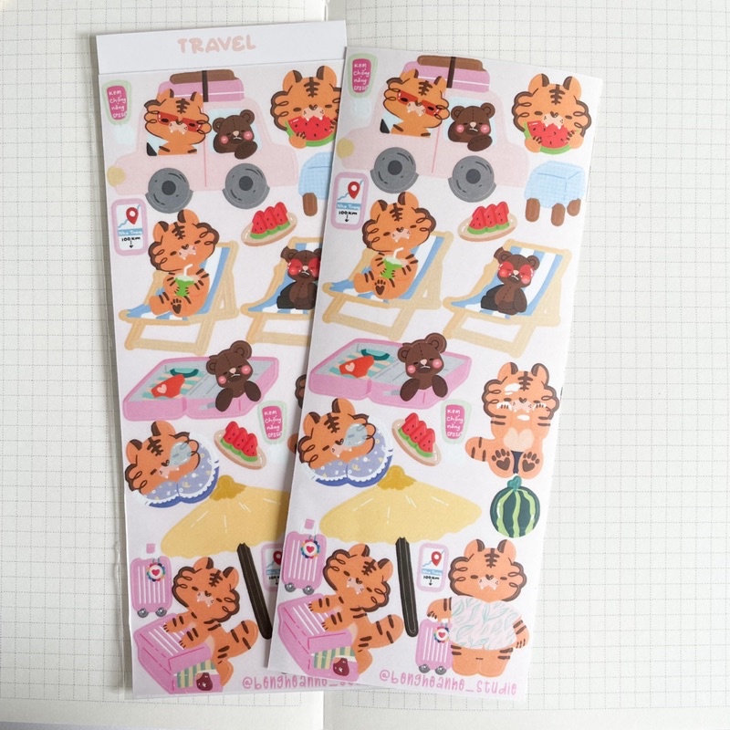 Bonghoanho_studio | Sticker | Nhãn dán chủ đề Hổ con chuẩn bị đi du lịch