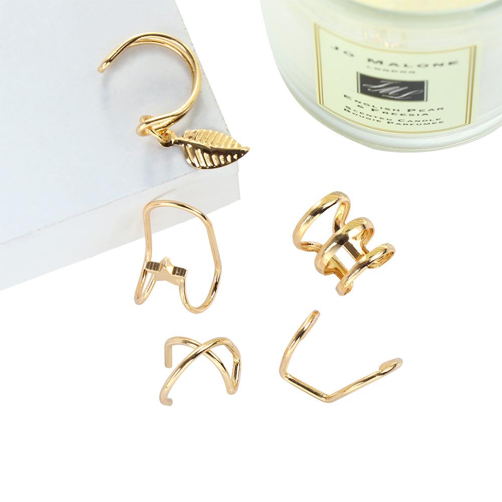 Set 5 Khuyên Vành Tai Cho Nam Và Nữ|Bông Tai Hình Chiếc Lá Xinh Xắn Thời Trang