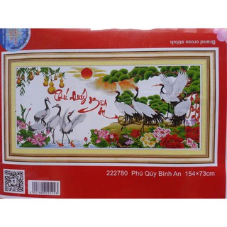 Tranh thêu chữ thập Phú quý bình an 222780 154x73cm