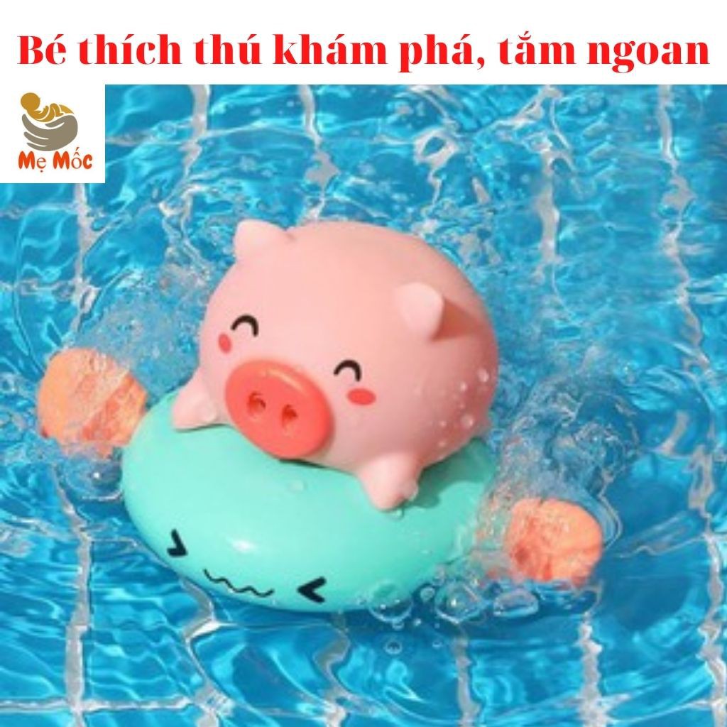 Đồ Chơi Thả Bồn Tắm Heo Chèo Thuyền Phun Nước Vặn Cót Bơi Lội Cho Bé Thích Thú Vận Động Khỏe mạnh [Shop Mẹ Mốc] ,HT