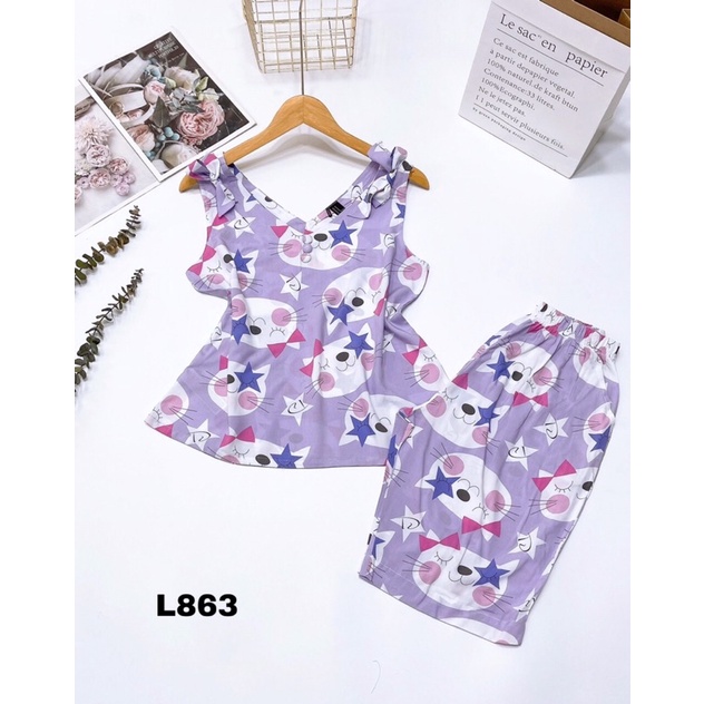 Bộ Lanh Lửng Cổ Tim Nơ Vai VNXK