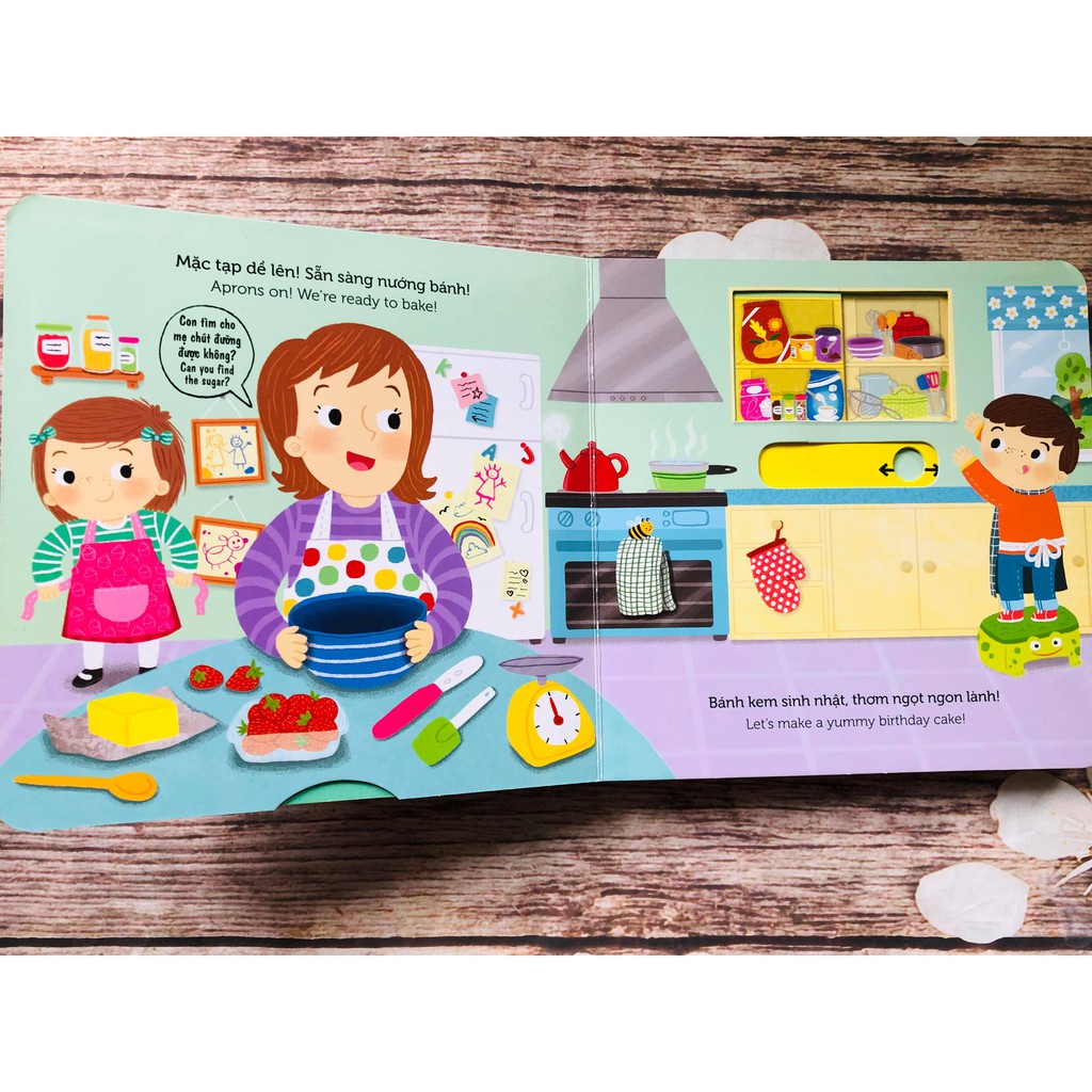 Sách Chuyển Động Busy - Baking - Làm Bánh ( Dành cho bé từ 0-6 tuổi)