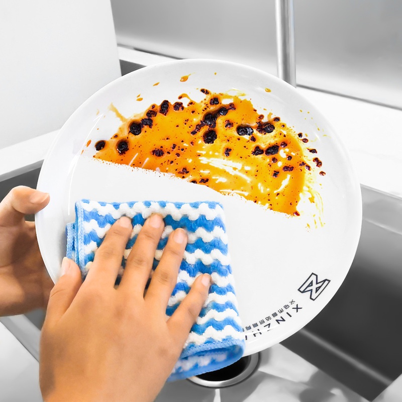 Khăn Lau Bát Đĩa 25*25cm Bằng Sợi Micro Mềm Mại Thoáng Khí Không Xơ Vải Dùng Cho Nhà Bếp